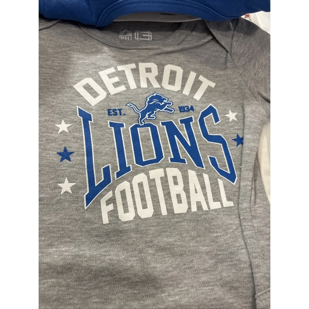 DETROIT‎ LIONS Official NFL Licensed Baby 3-pack Creeper Set 18 Months